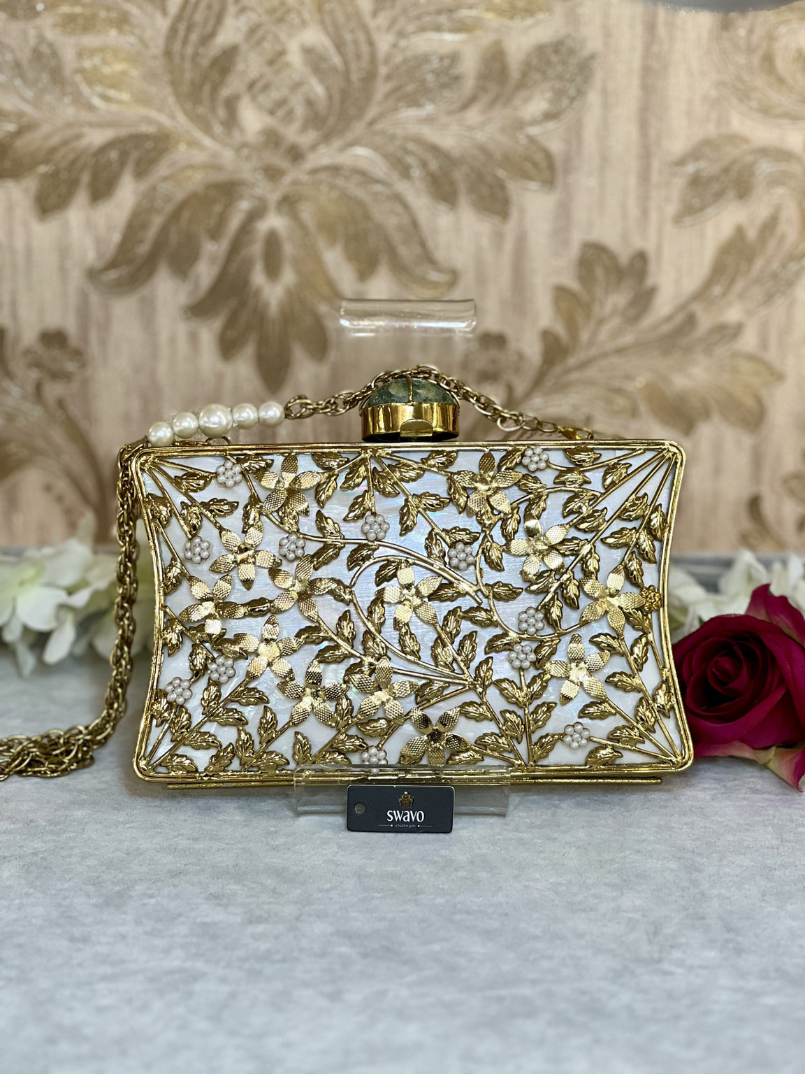 Tree Of Life Gold Clutch Bag image 0