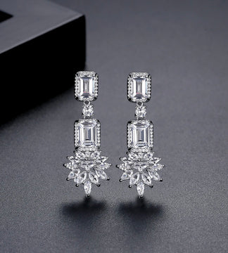 Floral Baguette Drop Earrings image 1