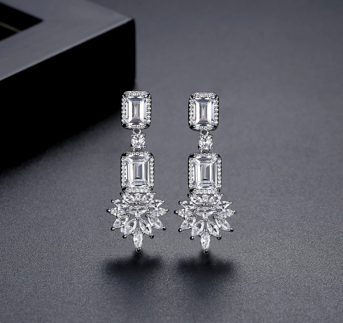 Floral Baguette Drop Earrings image 1