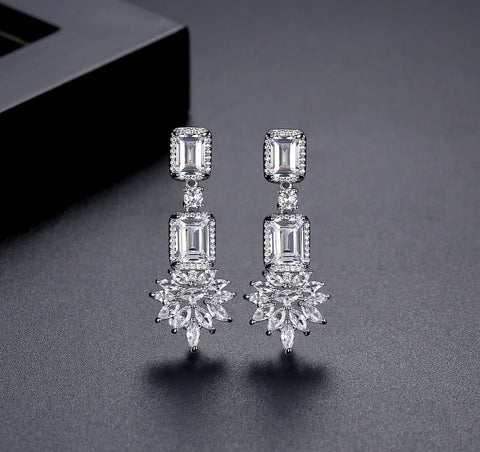 Floral Baguette Drop Earrings image 1