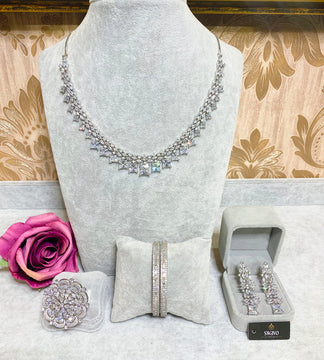 Marquise Cut Square Palladium Plated CZ Set image 0