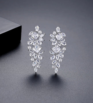Cluster CZ Drop Earrings image 1
