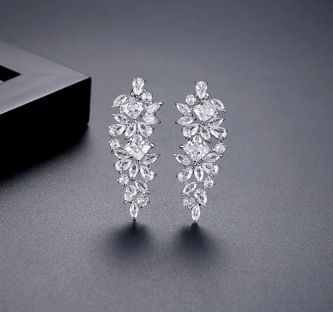Cluster CZ Drop Earrings image 1