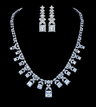 Tia Princess Cut Palladium Plated CZ Set image 1