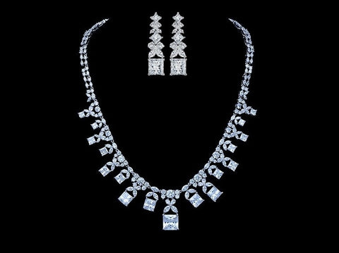 Tia Princess Cut Palladium Plated CZ Set image 1