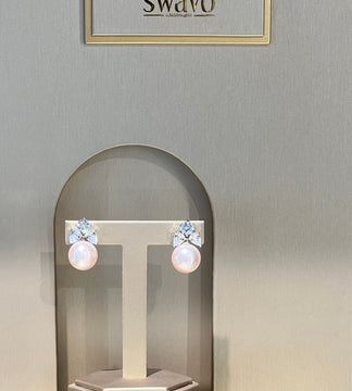 Pink Pearl & Crystal Studs