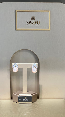 Pink Pearl & Crystal Studs