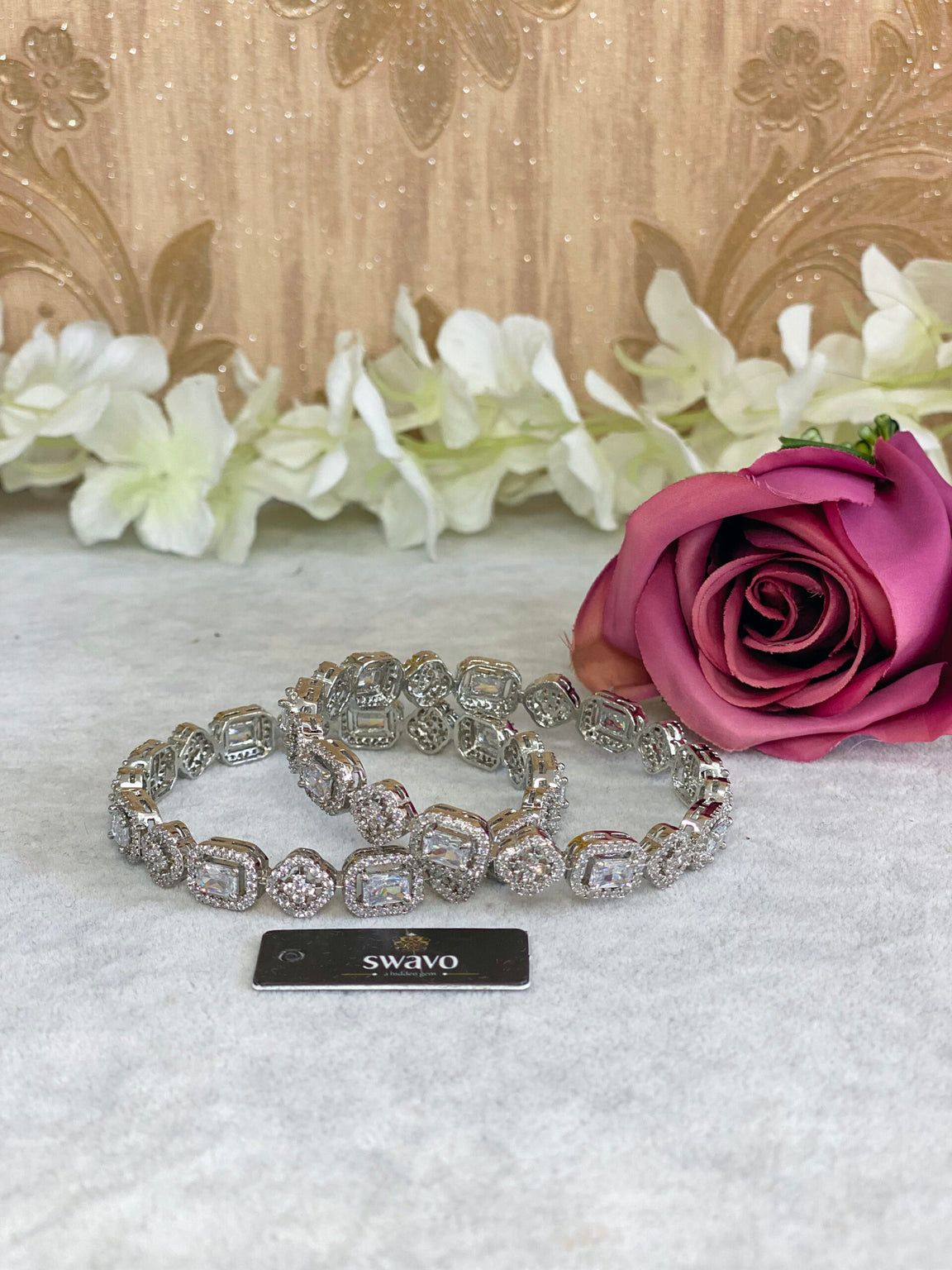 Square Cluster Bangle Pair image 1