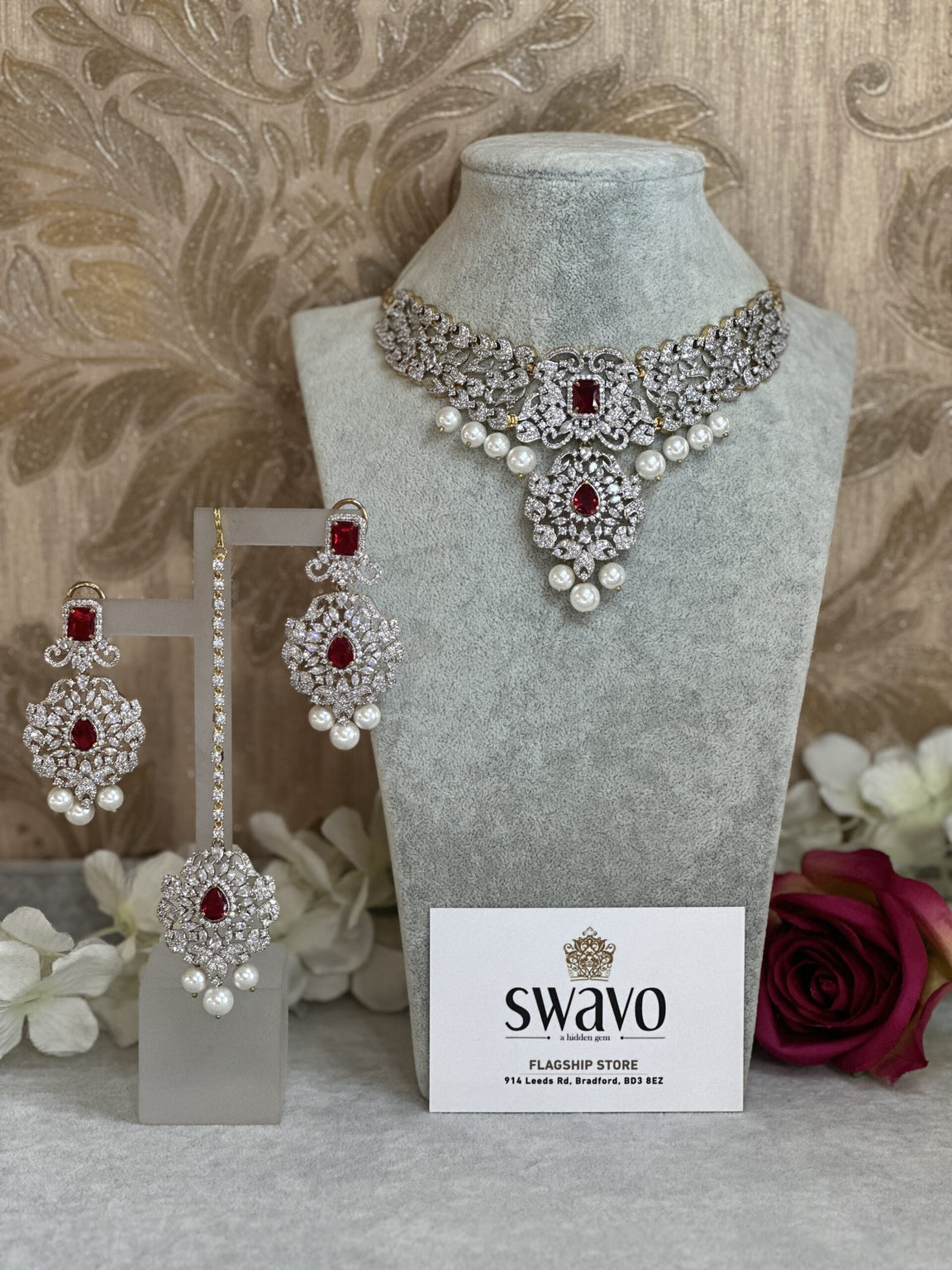 Ruby Gold Filigree Set image 0