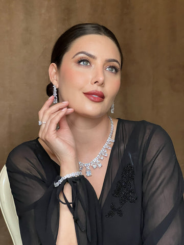 Tia Princess Cut Palladium Plated CZ Set