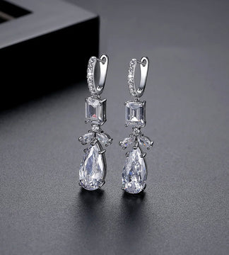 Hoop CZ Teardrop Earrings image 1