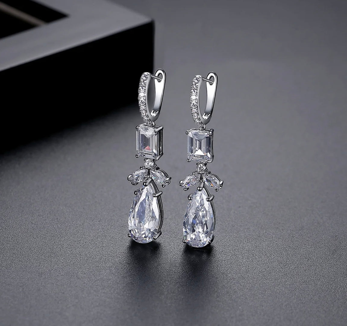 Hoop CZ Teardrop Earrings image 1