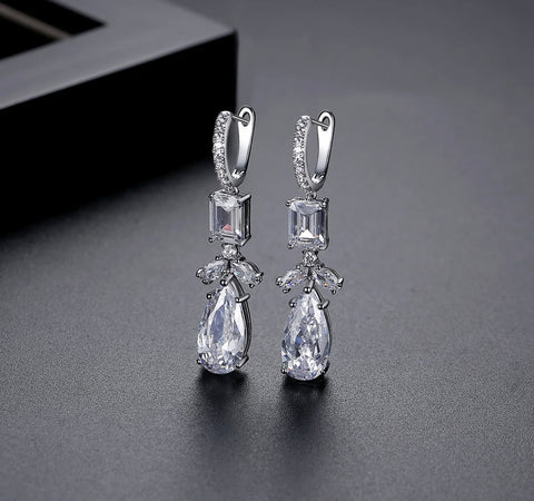 Hoop CZ Teardrop Earrings image 1