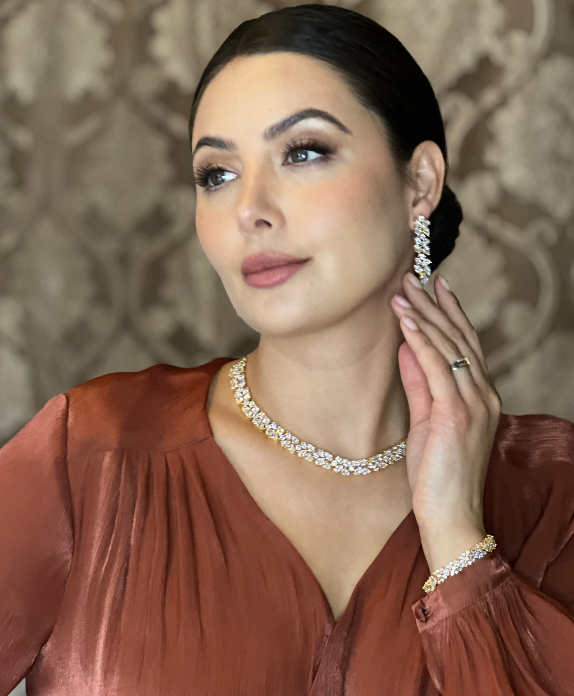 Natalie Necklace And Earrings Set Gold