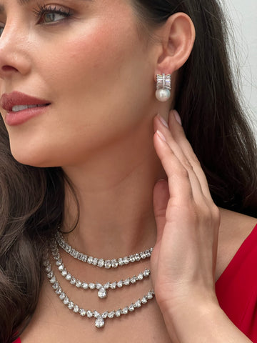 Bow Pearl & Crystal Studs