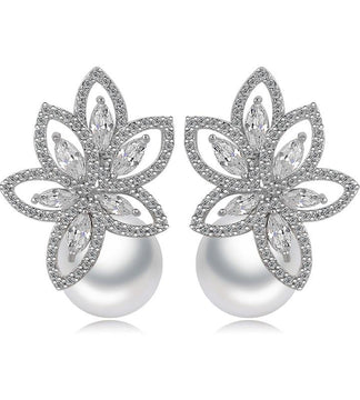 Nature Inspired Pearl Cubic Zircon Studs image 0