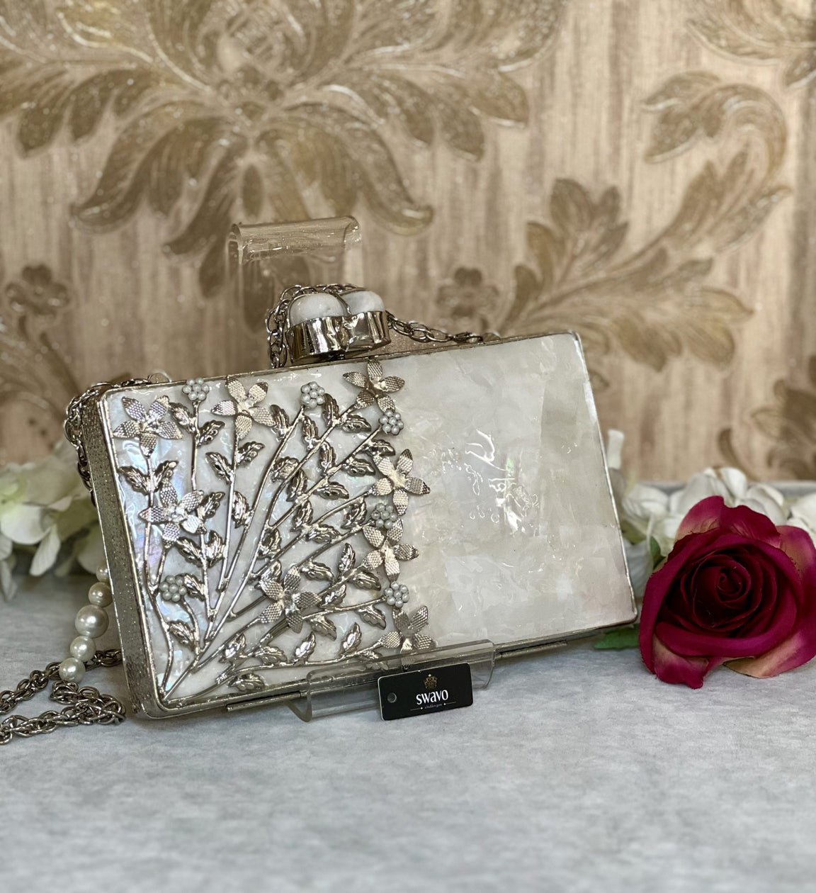 Wisteria Silver Pearl Clutch Bag image 2
