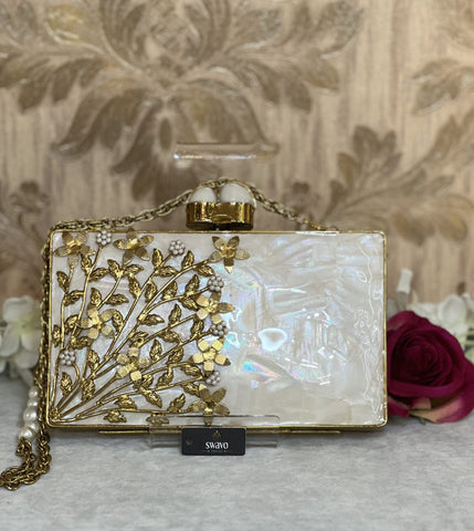 Wisteria Gold Pearl Clutch Bag image 0