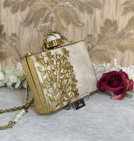Wisteria Gold Pearl Clutch Bag image 1