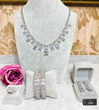 Tia Princess Cut Palladium Plated CZ Set image 0