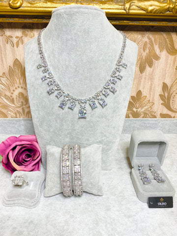 Tia Princess Cut Palladium Plated CZ Set image 0