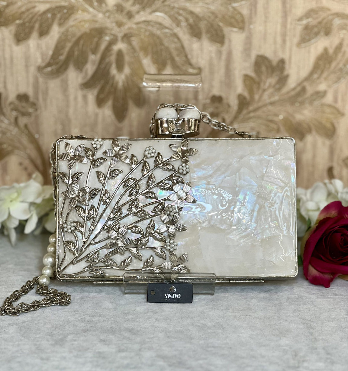 Wisteria Silver Pearl Clutch Bag image 0
