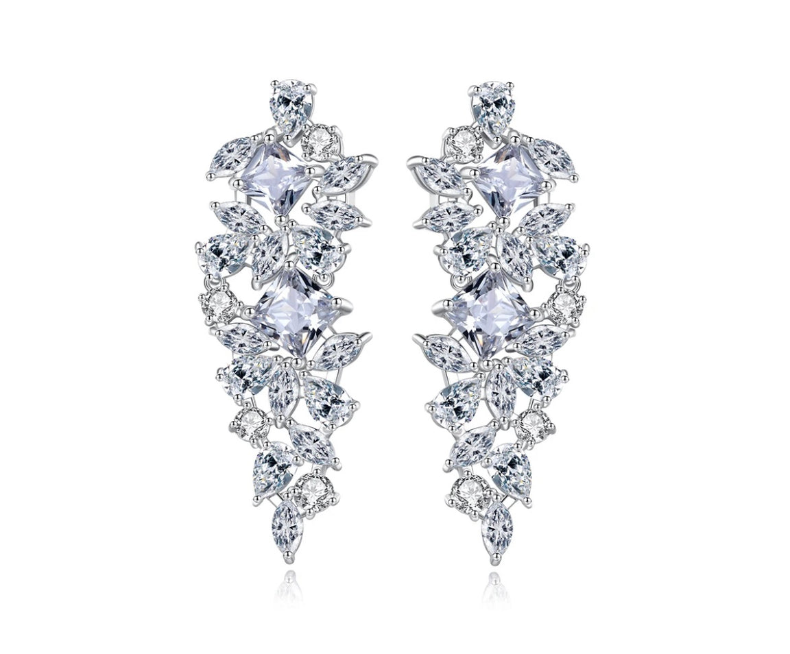 Cluster CZ Drop Earrings image 0