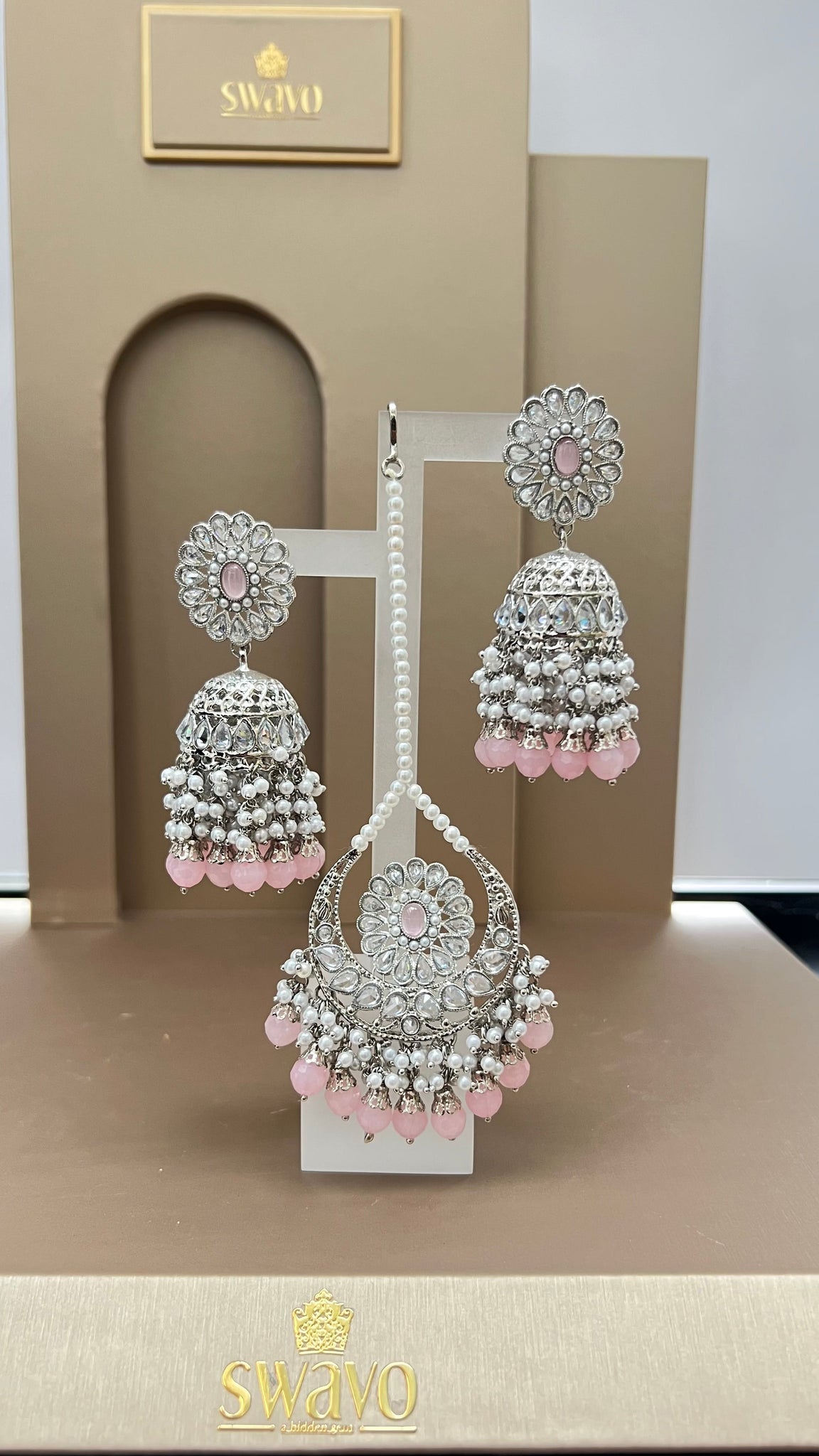 Pink & silver uncut Duo