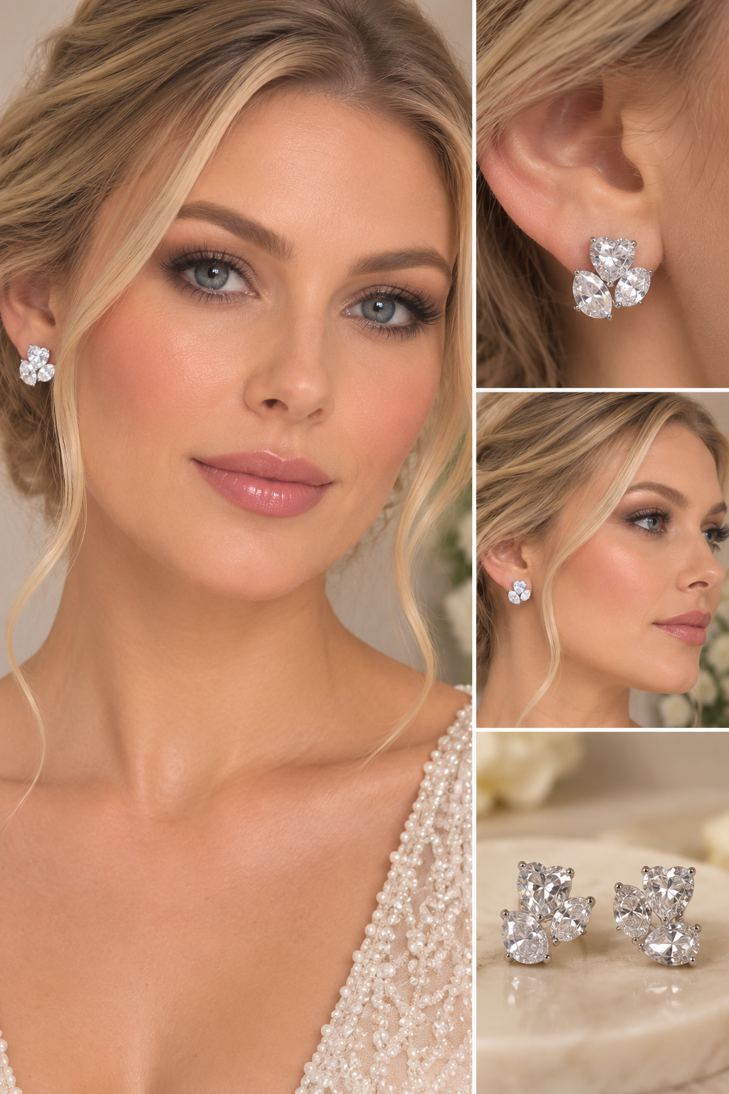 Heart Cluster Crystal studs