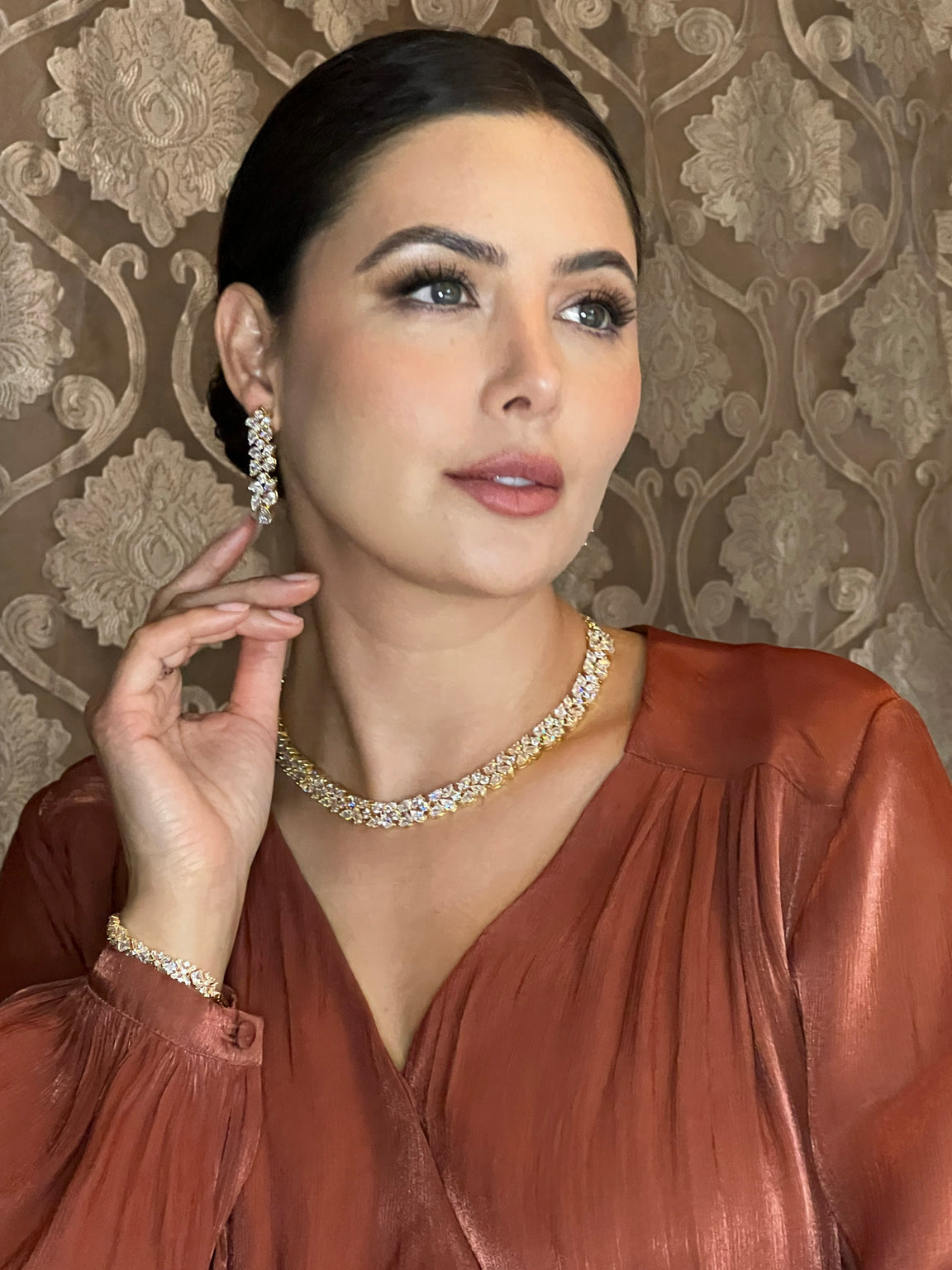 Natalie Necklace And Earrings Set Gold