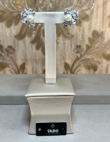 Pearl & Crystal Cluster Studs