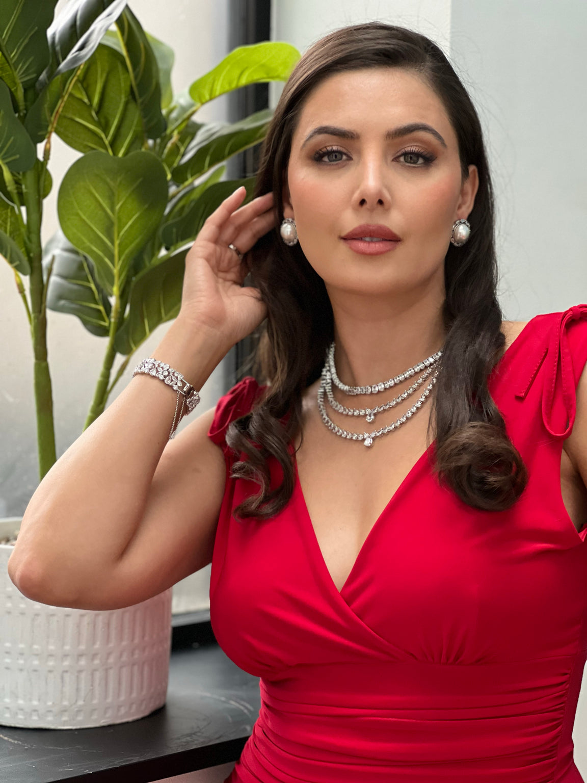 Marylin Pearl & Crystal Studs