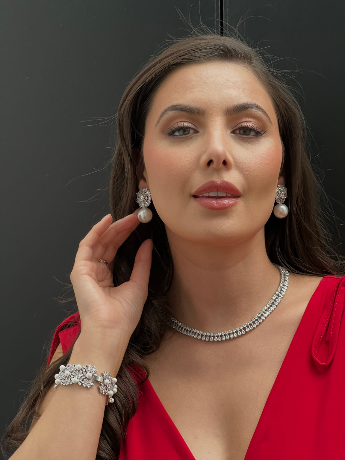 Celine Pearl & Crystal Earrings