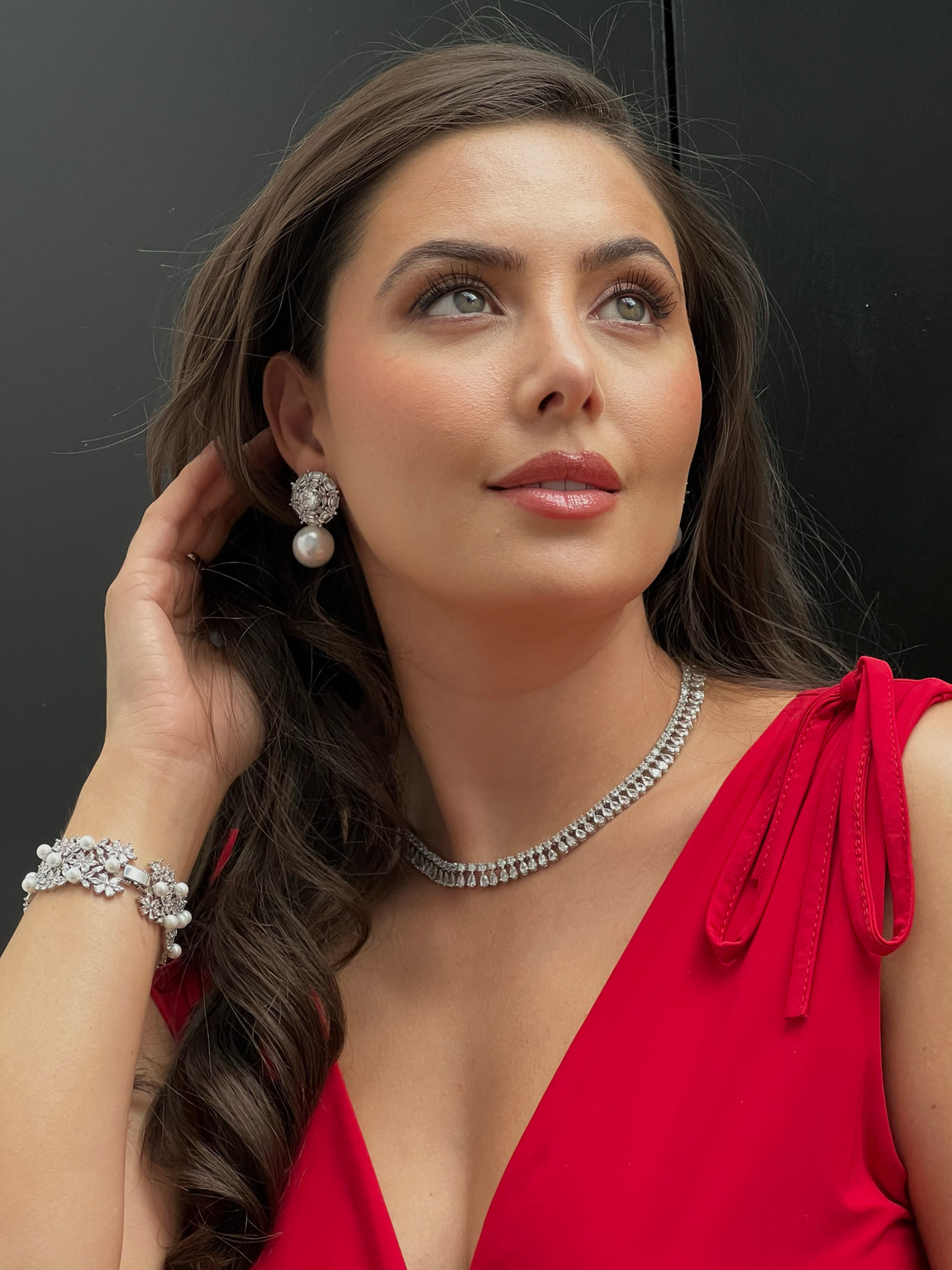 Celine Pearl & Crystal Earrings