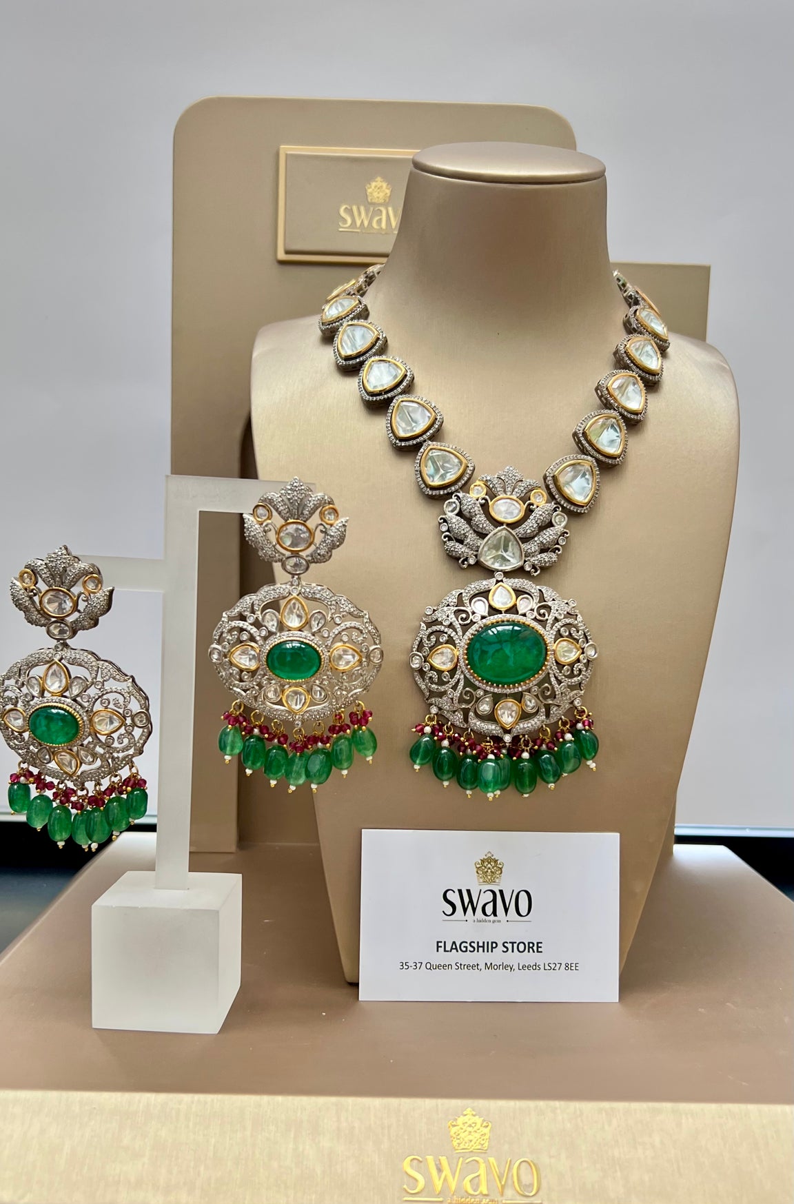 Kundan Green Mala Set