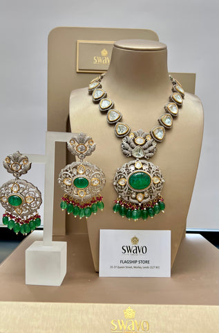 Kundan Green Mala Set