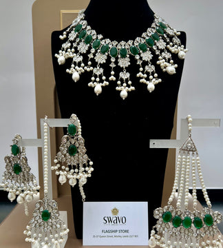 SHAMA Emerald Silver Set
