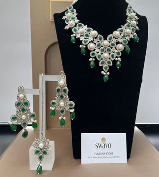 VEERA Emerald Silver Set