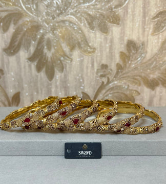 Annaya Ruby Bangle Set of 6