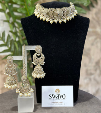 Antique Gold & Pearl Chocker Set