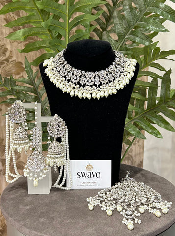 Kundan Silver & Pearl Set