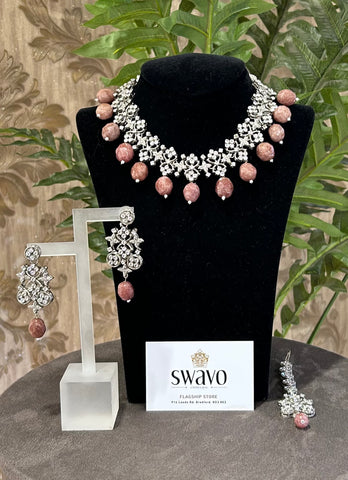 Silver & Agate Drop Set