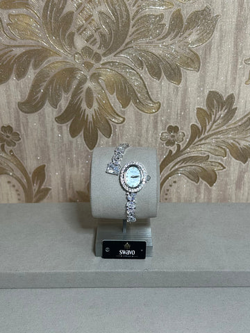 Cubic Zirconia Oval Open Watch