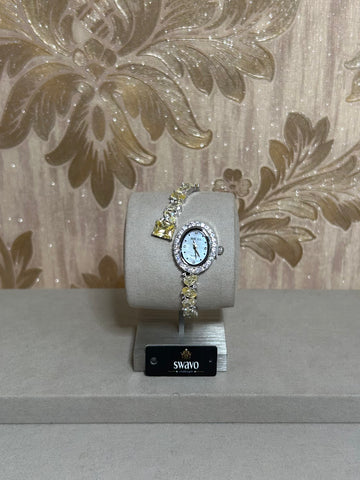 Cubic Zirconia Oval Open Watch