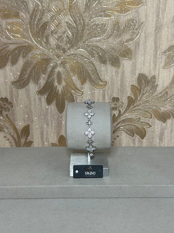 Cubic Zirconia Clover Design Bracelet