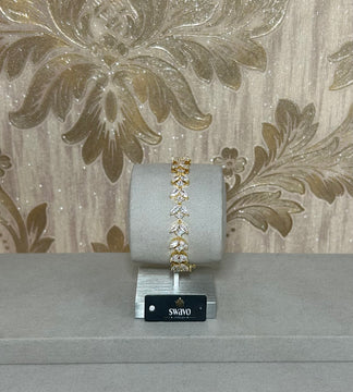 Cubic Zirconia Leaf Design Bracelet