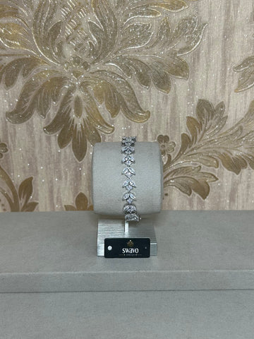 Cubic Zirconia Leaf Design Bracelet