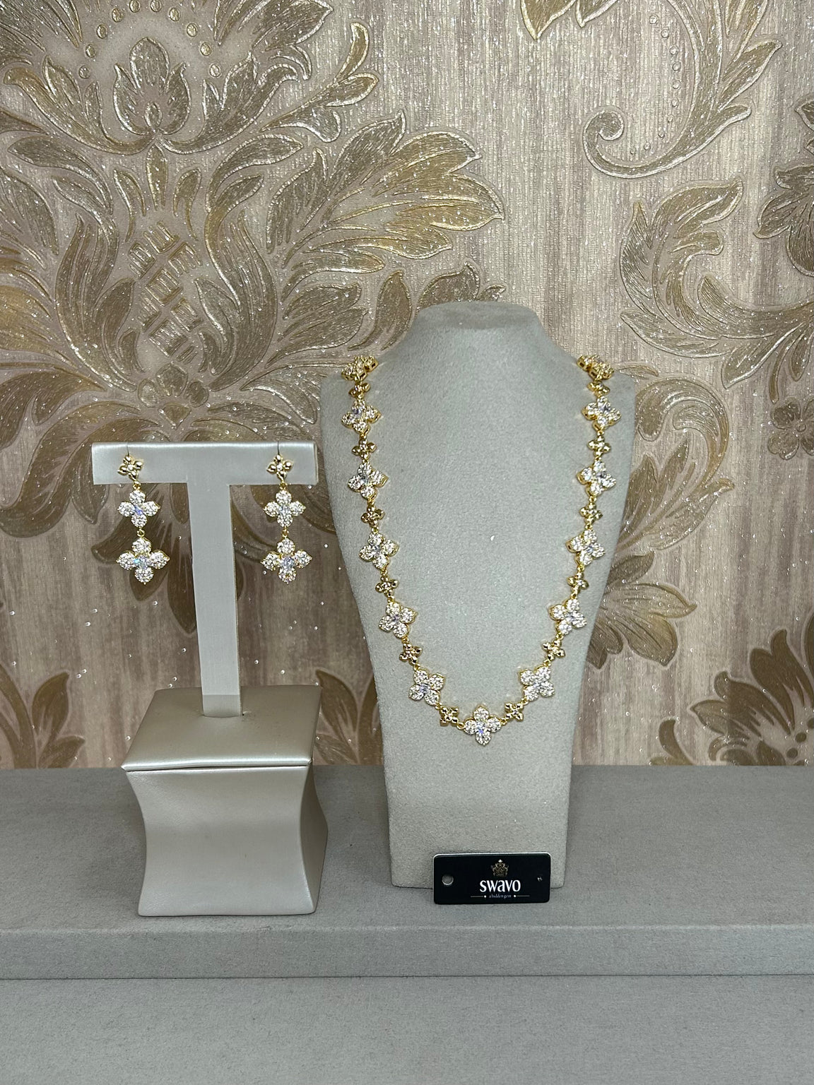 Cubic Zirconia Clover Design Set
