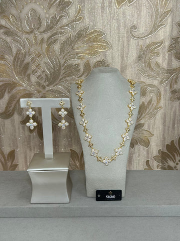 Cubic Zirconia Clover Design Set