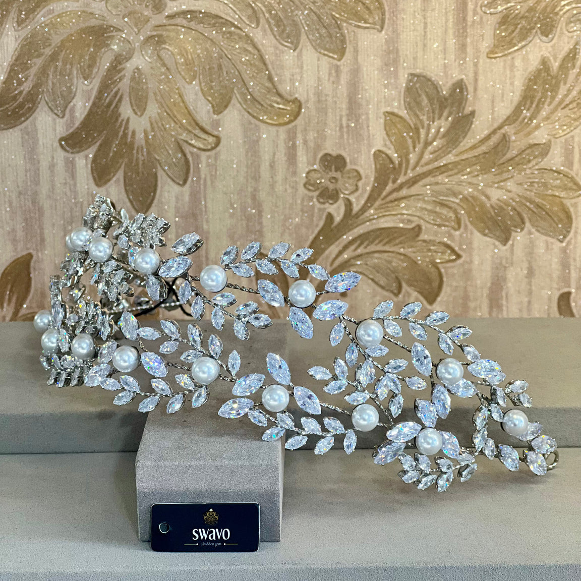 Silver & Crystal Double Row Tiara